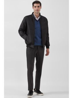Peter England - Men Black Solid Casual Jacket