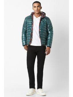Peter England - Men Green Solid Casual Reversible Jacket