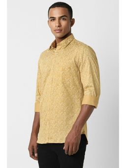 Peter England - Men Yellow Slim Fit Print Full Sleeves Casual Shirt