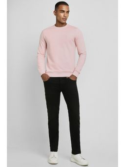 Peter England - Men Pink Solid Crew Neck Sweatshirt