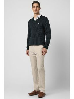 Peter England - Men Green V Neck Sweater