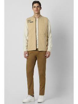 Peter England - Men Beige Solid Casual Jacket