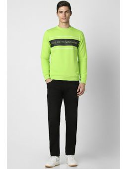 Peter England - Men Green Typography Crew Neck Sweatshirt