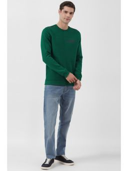 Peter England - Men Green Solid Crew Neck Sweatshirt