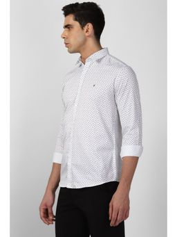 Van Heusen - Men White Slim Fit Print Full Sleeves Party Shirt