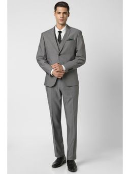 Van Heusen - Men Grey Print Skinny Fit Wedding Three Piece Suit (Set of 3)
