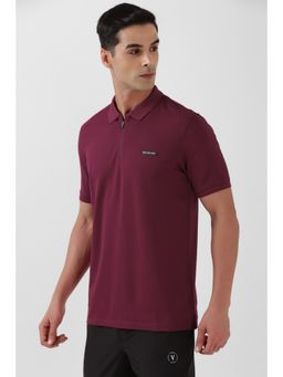 Van Heusen - Men Purple Solid Polo T-Shirt