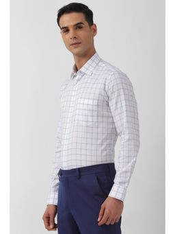 Van Heusen - Men White Slim Fit Check Full Sleeves Formal Shirt