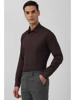 Van Heusen - Men Brown Slim Fit Check Full Sleeves Formal Shirt