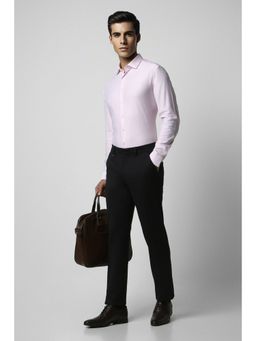 Van Heusen - Men Pink Slim Fit Textured Full Sleeves Formal Shirt