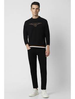Van Heusen - Men Black Print Crew Neck Sweatshirt