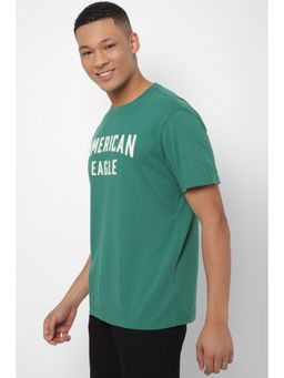 American Eagle - Men Green Super Soft Logo Graphic T-Shirt