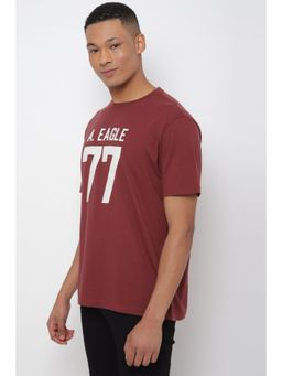 American Eagle - Men Maroon Super Soft Logo Graphic T-Shirt
