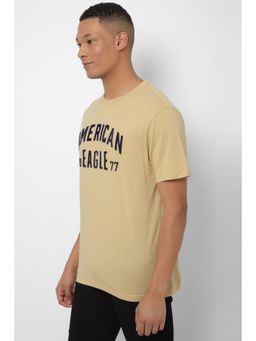 American Eagle - Men Beige Super Soft Logo Graphic T-Shirt