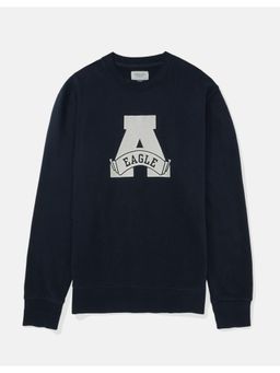 American Eagle - Men Navy Super Soft Icon Graphic Crew Neck