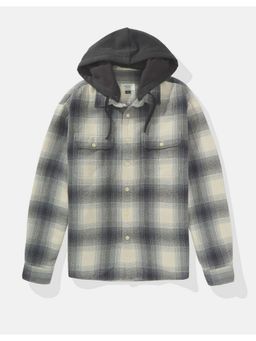 American Eagle - Men Grey Super Soft Hooded Flannel