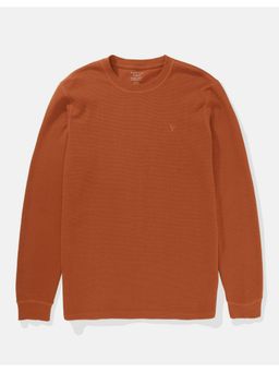American Eagle - Men Orange Long-Sleeve Thermal T-Shirt