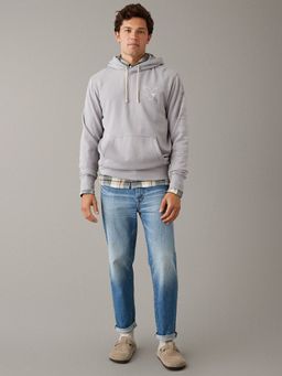 American Eagle - Men Grey Super Soft Graphic Hoodie