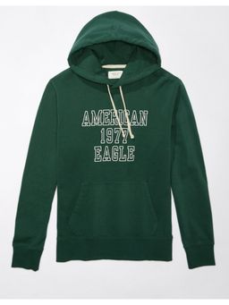 American Eagle - Men Green Super Soft Graphic Hoodie