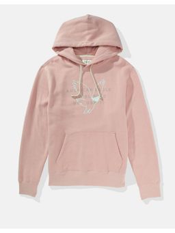 American Eagle - Men Pink Super Soft Graphic Hoodie