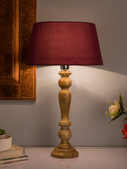 Homesake - Eureka Natural Wood Table Lamp Red Shade