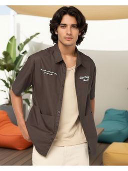 Bewakoof - Men's Brown Typography Relaxed Shirt