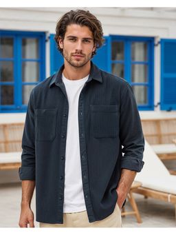 Bewakoof - Men's Navy Blue Corduroy Shirt