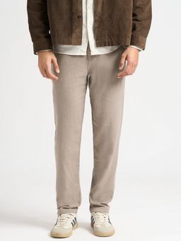 SELECTED HOMME - Brown Slim Fit Linen Blend Trousers