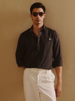 Andamen - Men Semi Casual Cotton Lycra Melange Chest Pocket Slim Fit Shirt