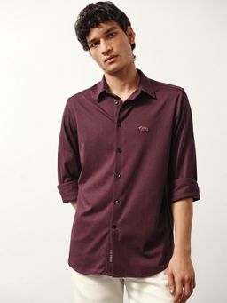 Andamen - Men Cotton Burgundy Finish Regular Fit Knit Shirt
