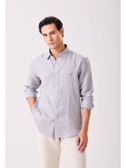 MH&Y - Concealed Grey Button Down Linen Checks Shirt