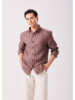 MH&Y - Button Down Checks Linen Brown Shirt