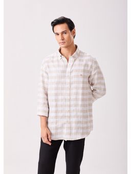 MH&Y - Button Down Linen Beige Checks Shirt