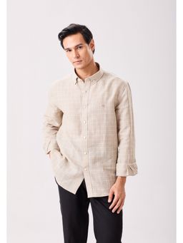 MH&Y - Button Down Linen Beige Checks Shirt