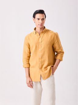 MH&Y - Button Down Linen Stripes Mustard Shirt