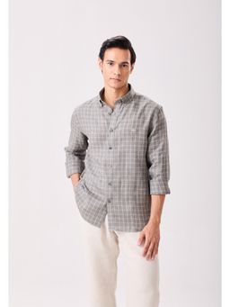 MH&Y - Button Down Checks Linen Olive Shirt