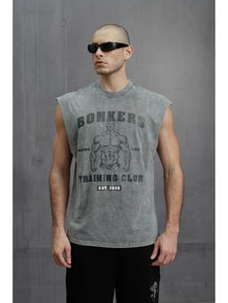 Bonkers Corner - Men Grey Cotton Graphic T-Shirt