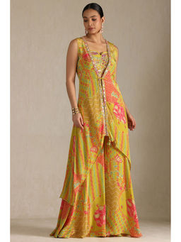 Soch - Women Green Crepe Floral Print Co-Ord (Set of 3)