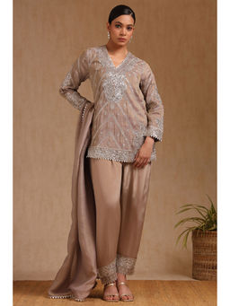 Soch - Women Gold Tissue Embroidered Kurta with Pant & Dupatta (Set of 3)