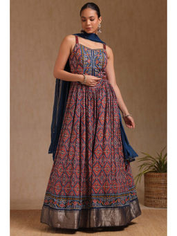 Soch - Women Multi-Color Anarkali Kurta with Unstitched Sleeves, Churidar & Dupatta (Set of 3)