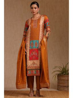 Soch - Women Mustard Viscose Ethnic Motif Kurta with Pant & Dupatta (Set of 3)