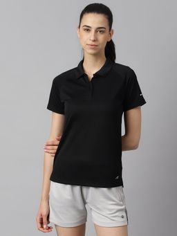 Alcis - Women Black Tech Fit Anti Static Soft Touch Slim Fit Training Polo T-Shirt