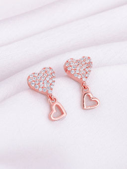 GIVA - Sterling Silver Rose Gold Magical Heart Earrings for Women & Girls