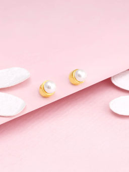 GIVA - Sterling Silver Golden Radiant Pearl Earrings for Women & Girls