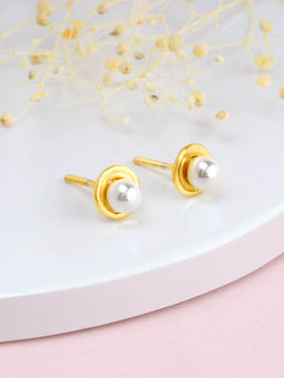 GIVA - Sterling Silver Golden Pearly Earrings for Women & Girls