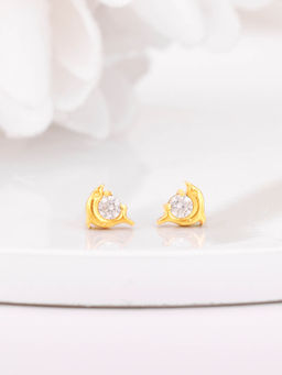 GIVA - Sterling Silver Golden Cheerful Dolphin Earrings for Women & Girls