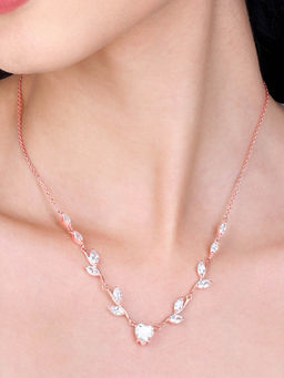 GIVA - Sterling Silver Rose Gold Leafy Heart Set for Women & Girls