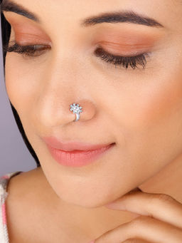 GIVA - Sterling Silver Floral Fantasy Nose Pin for Women & Girls