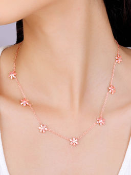 GIVA - Sterling Silver Rose Gold Blooming Floral Necklace for Women & Girls