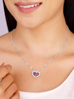 GIVA - Sterling Silver Blushing Heart Pendant With Link Chain for Women & Girls